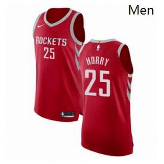 Mens Nike Houston Rockets 25 Robert Horry Authentic Red Road NBA Jersey Icon Edition